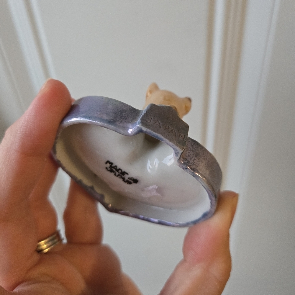 Lusterware Scottie Dog Heart Vintage Ring Dish Japan - Picture 5 of 5